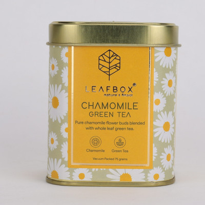 leafbox Chamomile Green Tea, Whole Leaf, VACUUM PACKED LOOSE LEAF Chamomile Green Tea Tin(75 g)