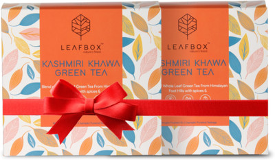 leafbox KASHMIRI KHAWA GREEN TEA Rose, Herbs, Almond, Cinnamon, Cardamom, Cloves, Ginger, Apple Green Tea Box(80 g)