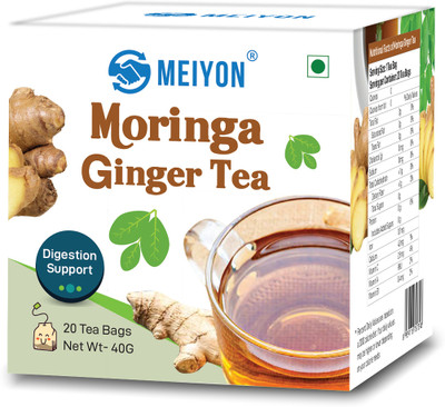 Meiyon Moringa Ginger Infusion Tea Bag ,Caffeine & Staple Free, moringa leaves Ginger Herbal Tea Bags Box(20 x 2 g)