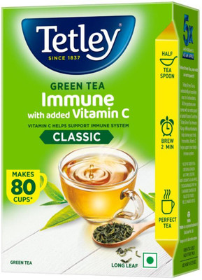 Tetley Green Tea Long Leaf Immune, With Added Vitamin C Green Tea Box(100 g)