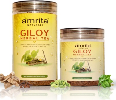 Amrita Naturals Giloy Green Herbal Tea for Help Immunity Booster 250+500Gram Pack Of 2 Herbs Tea Glass Bottle(2 x 0.38 kg)