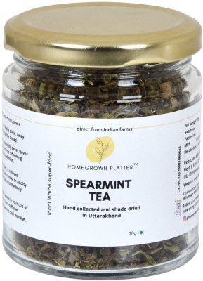 Homegrown Platter Organic Dried Spearmint Leaves (Refreshing Flavor) from Uttarakhand Mint Herbal Tea Mason Jar(20 g)