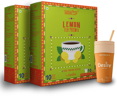 INDICUP Lemon Tea Instant Premix Lemon Instant Tea Box(2 x 10 Sachets)