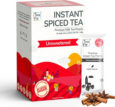 TeaFit Spiced Instant Tea Premix (10 Sachet - 14 gm each) Unsweetened Masala Chai Spices Instant Tea Box(10 x 14 g)