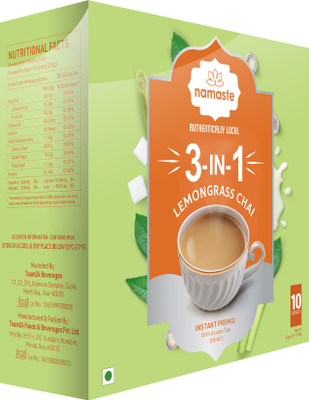 Namaste Chai Instant Tea Premix, Lemongrass Flavor | Assam | Milk and Sugar | Ready Mix (18.5g x 10 Sachets, Powder) Lemon Grass Instant Tea Pouch(180 g)