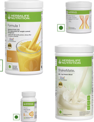 HERBALIFE F 1 MANGO SHAKE,SHAKEATE,PROTION 200 GM, PEACH AFRESH 1.25 KG COMBO PACK Herbal Tea Plastic Bottle(4 x 0.31 kg)
