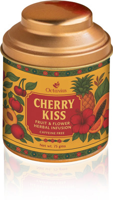 Octavius Cherry Kiss Fruit & Flower Herbal Infusion | Antioxidant-Rich | Natural Wellness Cherry Infusion Tea Tin(75 g)