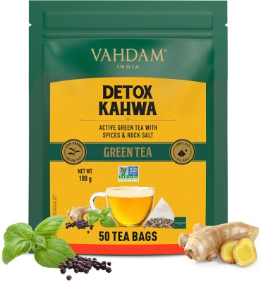 Vahdam Detox Kahwa Green Tea Bags Pouch(50 Bags)