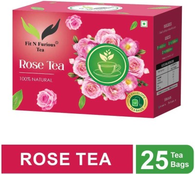 FIT N FURIOUS Herbal Rose Green Tea Strengthens Immune System Rose Herbal Infusion Tea Bags Box(25 Bags)