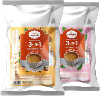 Namaste Chai Instant Premix Kadak Chai and Masala Chai Combo Pack Ginger Instant Tea Pouch(2 x 1 kg)