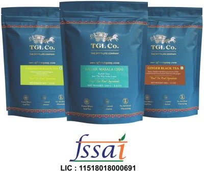 TGL Co. Cardamom + Ginger + Kadak masala Tea 100g each Ginger Black Tea Pouch(3 x 100 g)