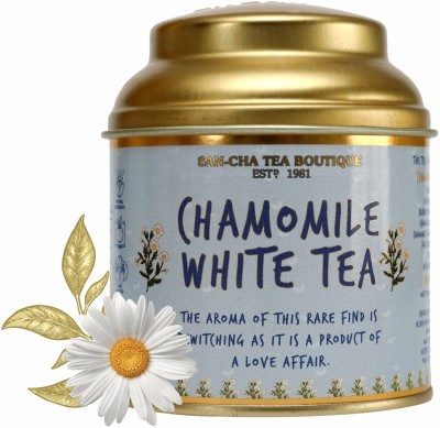 SANCHA Chamomile White Tea| 25g Loose Leaf Tea| Organic Darjeeling White Tea| Peony Chamomile White Tea Tin(25 g)