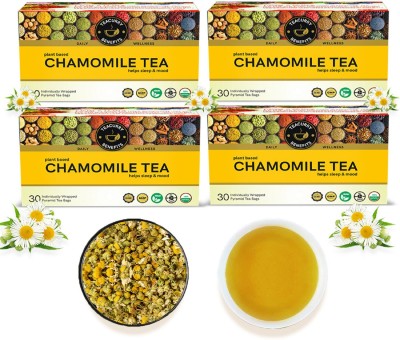 TEACURRY Chamomile Tea 120 Tea Bags | Sleep, Sugar Levels and Heart Health Chamomile Herbal Tea Bags Pouch(4 x 30 Bags)