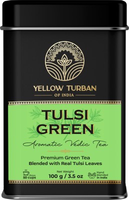 YELLOW TURBAN Tulsi Green Tea | Whole Leaf Green Tea Blended With Rama Tulsi | Krishna Tulsi Green Tea Tin(100 g)