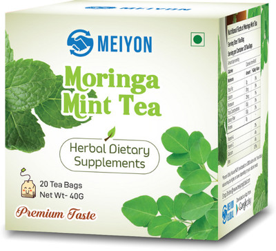 Meiyon Moringa Mint Tea -Caffeine Free, Staple Free, Made with moringa leaves & Mint Infusion Tea Bags Box(20 x 2 g)
