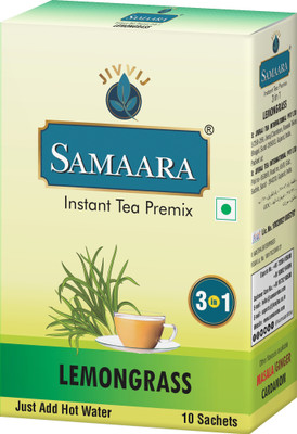 Jivvij Samaara Instant Tea Premix | Lemon Grass Ready Mix Tea | 10 Sachets of Kadak Desi Chai Lemon Grass Black Tea Box(10 Sachets)