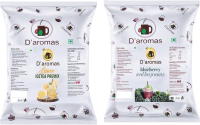 D'aromas Lemon & Blueberry Ice Tea 1kg, Instant Premix Ice Tea Powder, Summer Drink Blueberry, Lemon Iced Tea Pouch(2 x 0.5 kg)