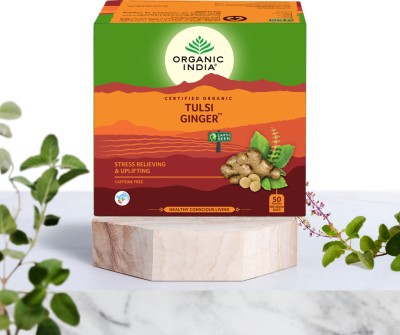 ORGANIC INDIA Tulsi Ginger 50 Teabags Herbal Tea Bags Box(50 Bags)