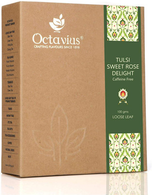 Octavius Tulsi Sweet Rose Delight | Caffeine Free Tisane | Tulsi, Rose Herbal Tea Box(100 g)