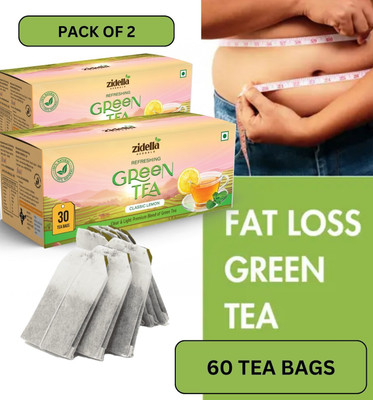 Zidella Herbals Weight Loss Green Tea | Immunity Booster - Slimming Tea - Detox Tea ( Lemon ) Lemon Green Tea Bags Box(2 x 30 Sachets)