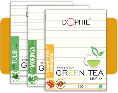 dophie Orange cinnamon green tea-1,Moringa green tea-1,Tulsi green tea -1 (300g) Herbs, Orange, Tulsi Green Tea Box(3 x 100 g)