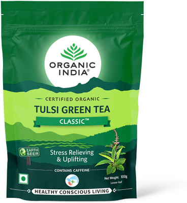 ORGANIC INDIA Tulsi Green Tea Classic 100g Zipper Tulsi Green Tea Pouch(100 g)