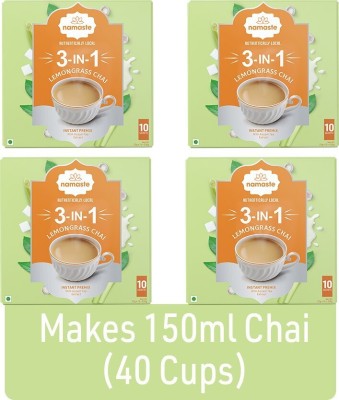 Namaste Chai Instant Tea Premix Assam Lemongrass Ready Mix Powder | 22g x 40 Sachets Lemon Grass Tea Box(4 x 220 g)