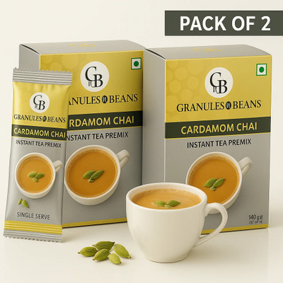 Granules N Beans Cardamom Tea Instant Premix elachi | (2 x 10 Sachets) Cardamom Instant Tea Box(2 x 10 Sachets)