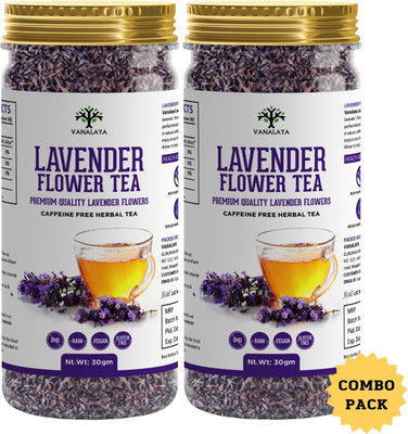 Vanalaya Lavender Flower Tea, Premium Herbal Tea For Stress Relief, Glowing Skin Lavender Herbal Tea Plastic Bottle(2 x 30 g)