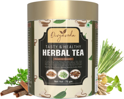 Divyaveda Herbal Tea|Weight Loss, Immunity Booster|Enriched with Green Tea, Tulsi, Ginger Herbs Herbal Tea Tin(75 g)