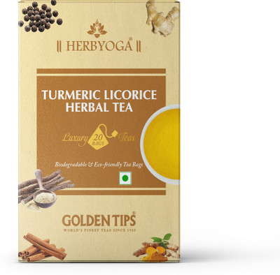 Golden Tips Turmeric Mulethi Herbal Tea, Soothing Caffeine-Free Tea Turmeric, Ginger Herbal Tea Box(40 g)