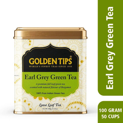 Golden Tips Premium Darjeeling Full Loose Leaves Earl Grey Bergamot Orange Green Tea Tin(100 g)