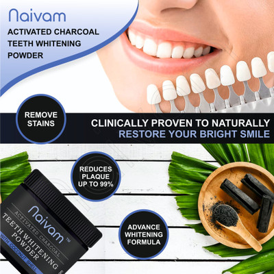 Naivam Instant Teeth Whitening Charcoal Powder - 100gm(100 g)