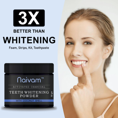 Naivam Instant Charcoal Teeth Whitening Powder - 50gm Teeth Whitening Kit