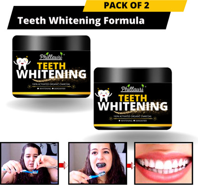 Phillauri Natural Activated Charcoal Teeth Whitening Powder- Teeth Whitening Kit Teeth Whitening Kit For Rs. 129 @ 78 %