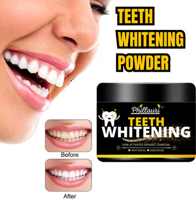 Phillauri Activated Charcoal Teeth Whitening Powder For White & Shiny Tooth Teeth Whitening Kit