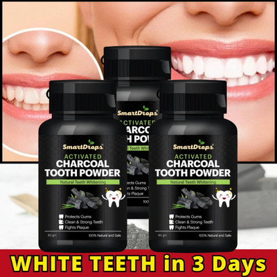 smartdrops Mint Flavored Charcoal Teeth Whitening Powder | Keeps Gums Healthy & Strong Teeth Whitening Kit