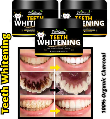 Phillauri Teeth Toothpaste||Polishes Enamel||Removes Plaque||Brightens Teeth||(pack of 3) Teeth Whitening Kit