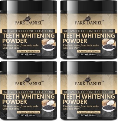 PARK DANIEL Activated Charcoal Coconut Powder Teeth Whitener To Remove Stain Pack 4 of 50Gms Teeth Whitening Kit