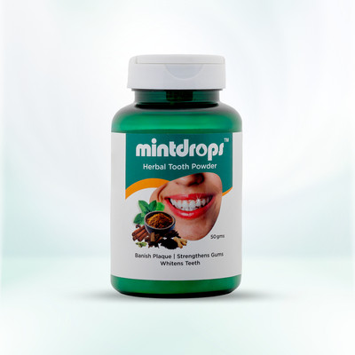 MintDrops Herbal Tooth Powder – Natural Ayurvedic Oral Care, 100g Pack of 2 Teeth Whitening Kit