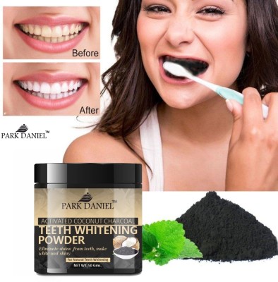 PARK DANIEL Activated Charcoal Coconut Powder Teeth Whitener To Remove Stain Pack 1 of 50Gms Teeth Whitening Kit