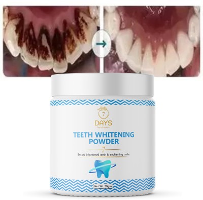 7DAYS Organic 7 AM Teeth Whitening Charcoal Powder | Gutka Stain & Yellow Teeth Remove Teeth Whitening Kit