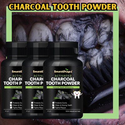 smartdrops Activated Charcoal Teeth Whitening Powder - Removes Coffee & Tea Stains Teeth Whitening Kit