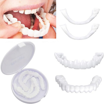 ARMMPRODUCTS Snap-On Teeth Veneers | Upper & Lower Cosmetic Denture Set Teeth Whitening Kit