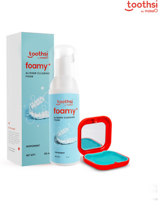 Toothsi Aligner Case & Cleaning Foam Combo | Travel-Friendly & Hygienic Storage Teeth Whitening Kit
