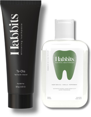 Habbits Natural Sensitivity Relief Vanilla Mouthwash & Teeth Whitening Toothpaste Teeth Whitening Kit