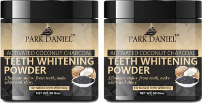 PARK DANIEL Activated Charcoal Coconut Powder Teeth Whitener To Remove Stain Pack 2 of 50Gms Teeth Whitening Kit