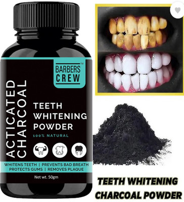 Barbers Crew Teeth Whitening Charcoal Powder Gutka Stain and Yellow Teeth Removal powder Teeth Whitening liquid(50 ml)
