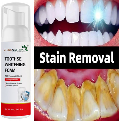 7days natural Teeth Whitening Foam | Gutka Stain & Yellow Teeth Remove Natural ingredients Teeth Whitening liquid(50 ml)