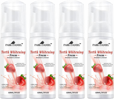 PARK DANIEL Teeth Whitening Strawberry Extract Foam Clean Germ Freshen Breath Pack 4 of 60ML Teeth Whitening liquid(240 ml)